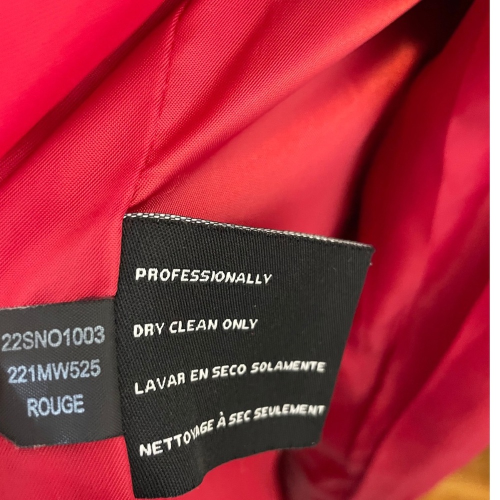 GUESS RED L Wool Blend Duffle Coat Detachable Hood Toggle Jacket Patton Loops - Picture 12 of 16